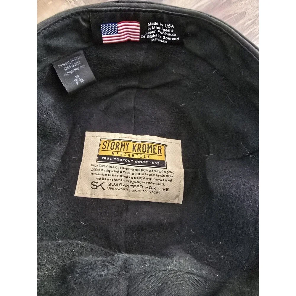 The Original Stormy Kromer Black Hat, size 7 3/8